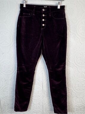 New Universal Thread sz 2 High Rise Skinny Corduroy Button Fly Pants Plum